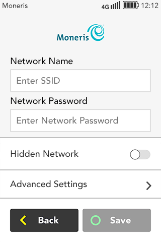 Enter network name and password