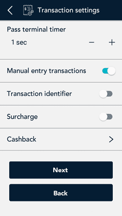 Transaction settings