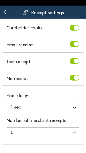 Receipt settings