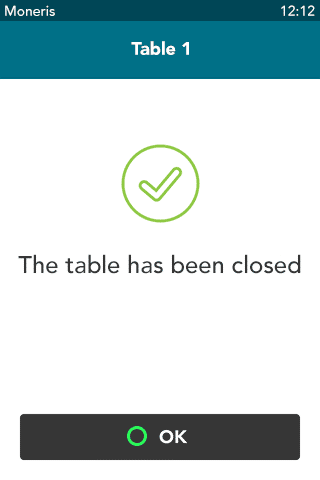 The table has been closed