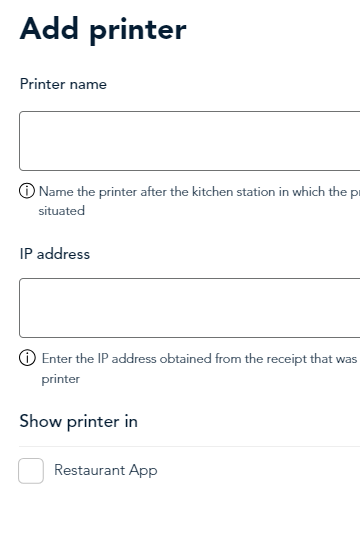 Add printer panel