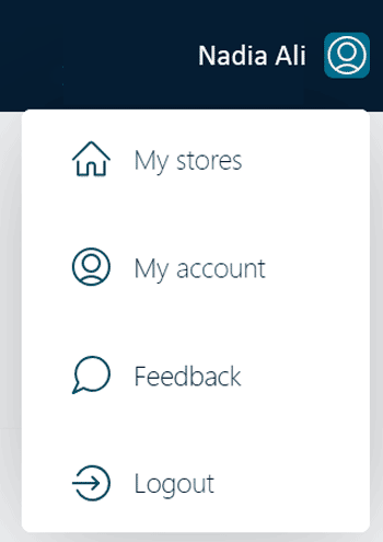 user account menu