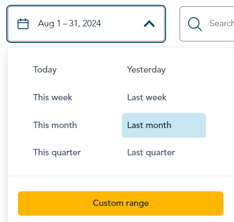 date range picker with presets