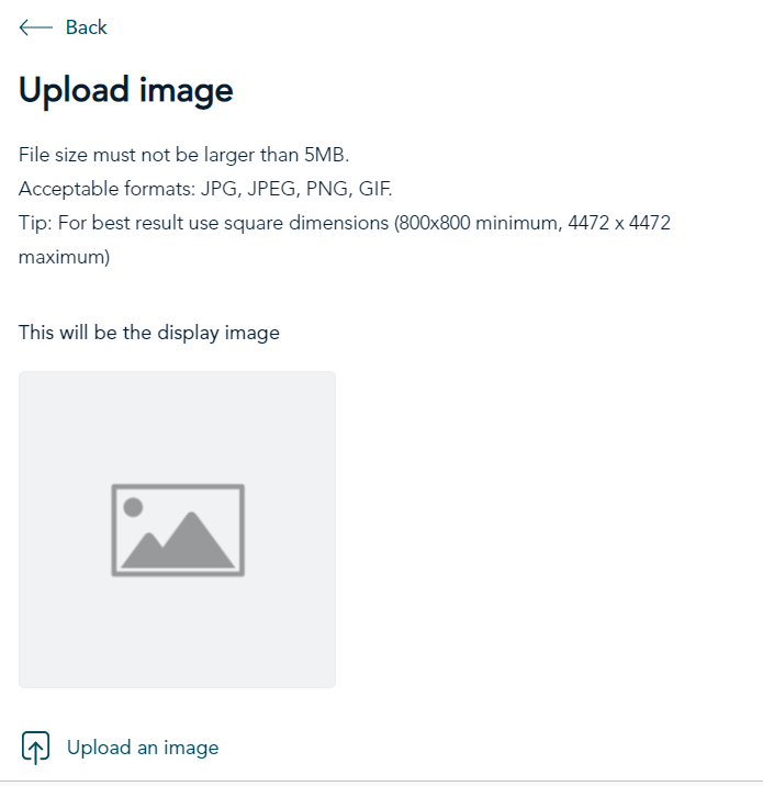 Upload image panel