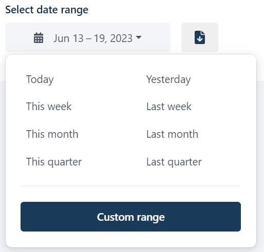 Date range panel