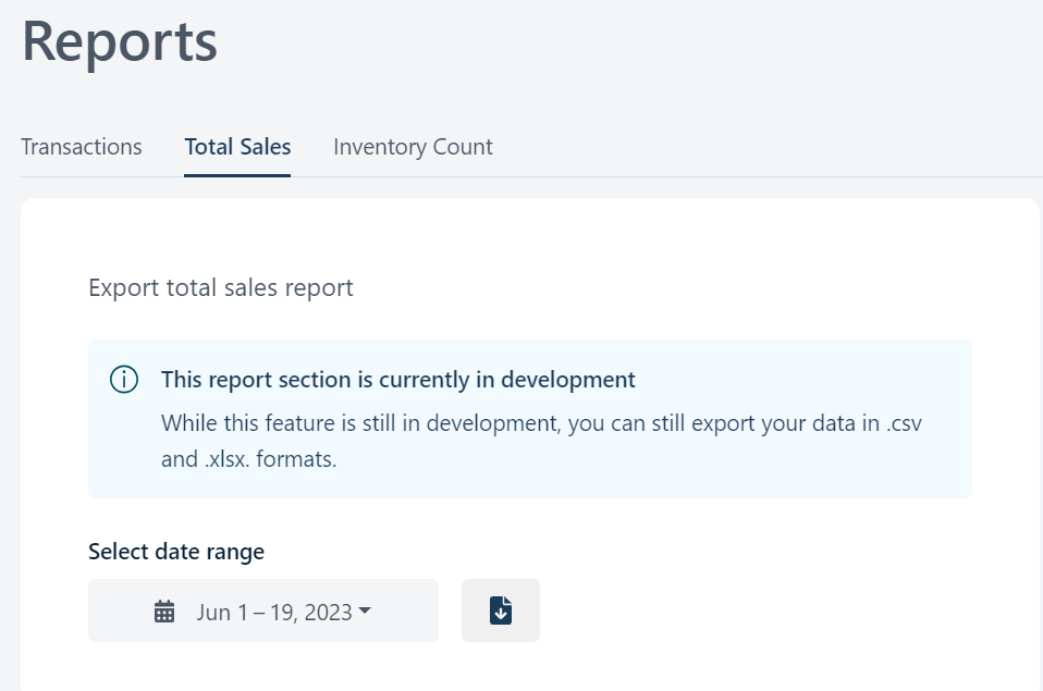 Total sales page