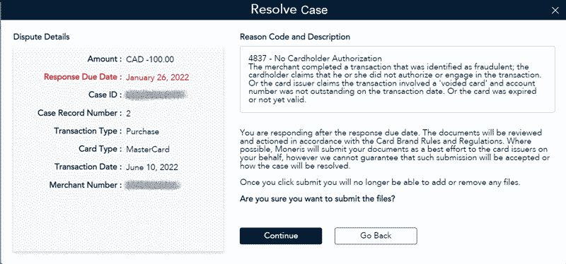 Resolve Case Screen displays the actions that must be taken.