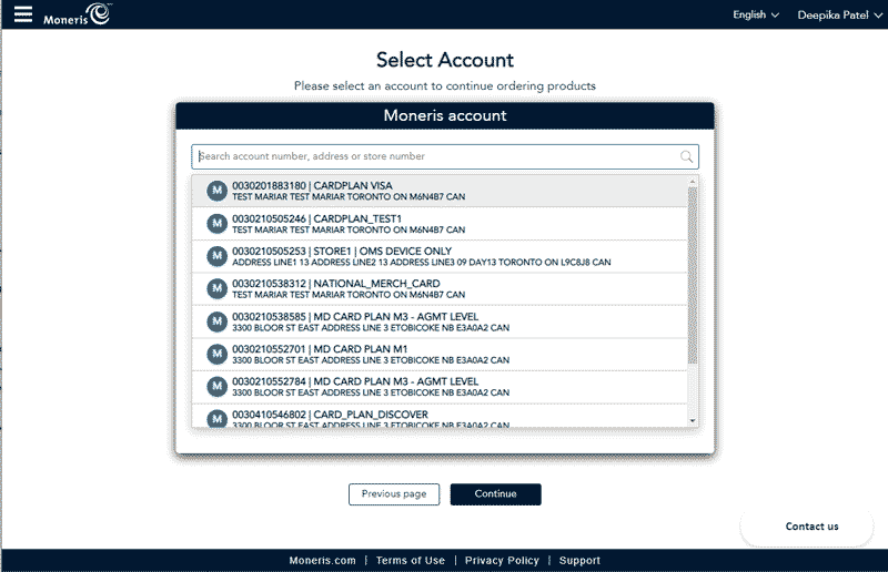 Select Account Screen shows all the account you have.