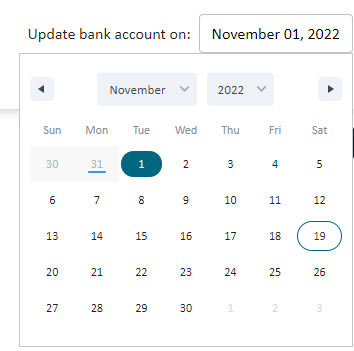 Calendar selection to select a date.