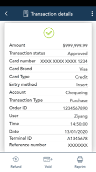 Transaction details screen