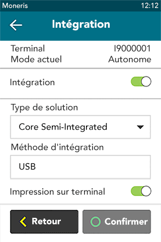 Semi-integration au moyen de cable USB